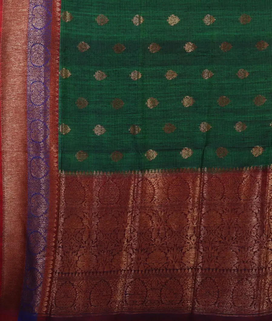 Green Banaras Tussar Saree T4596454
