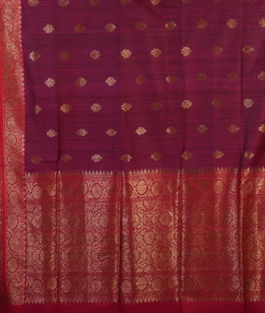 Maroon Banaras Tussar Saree  T4580874