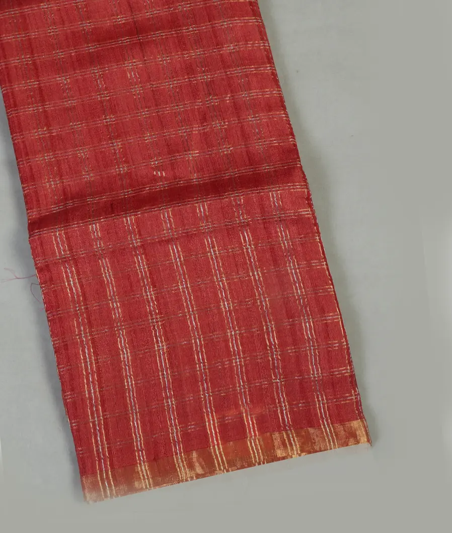 Rust Woven Tussar Saree T461746-image