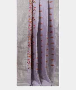 Purple Linen Embroidery Saree T4517052