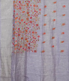 Purple Linen Embroidery Saree T4517054