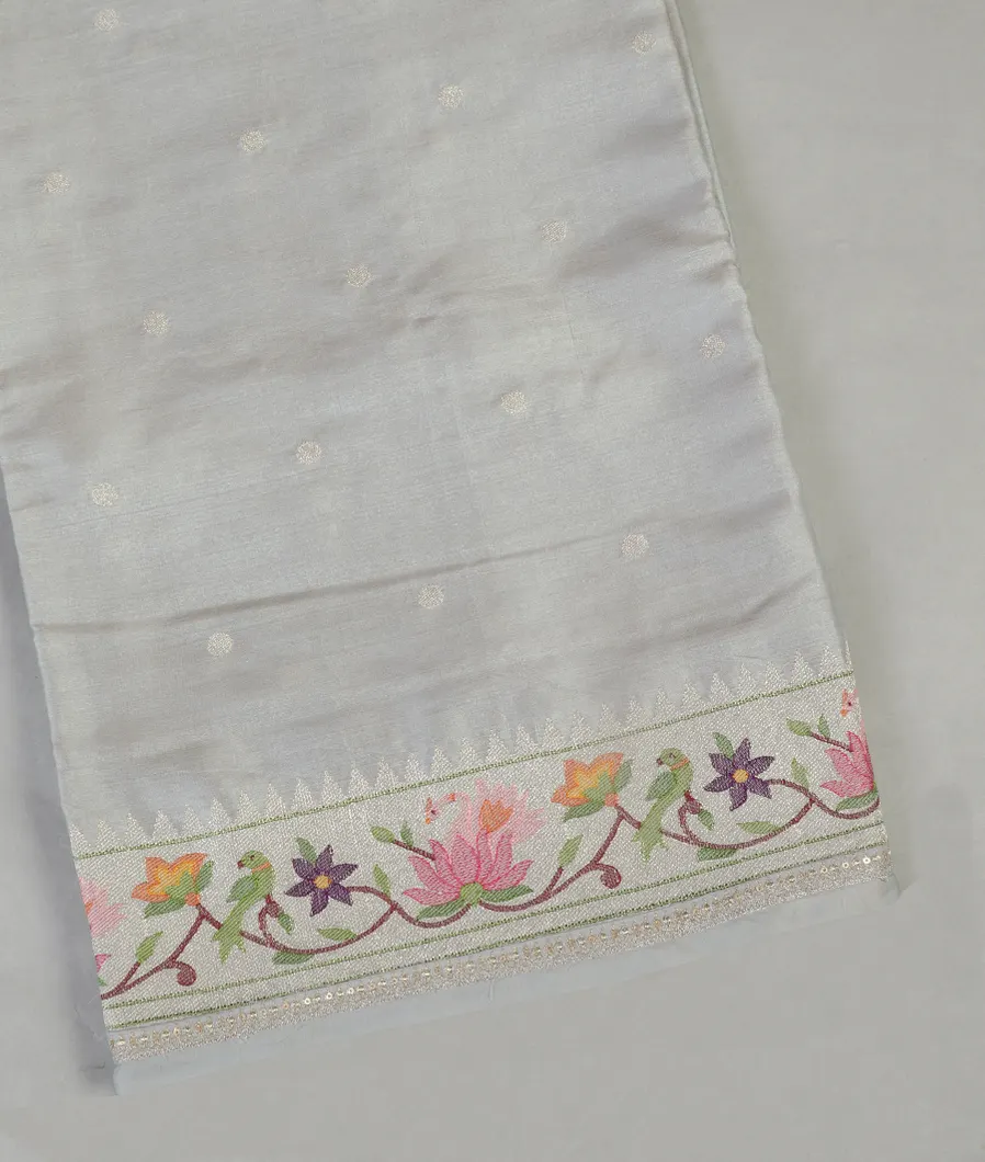 Grey Tussar Embroidery saree T459467-image