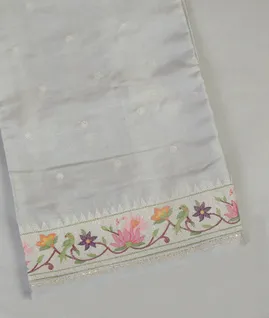 Grey Tussar Embroidery saree T4594671