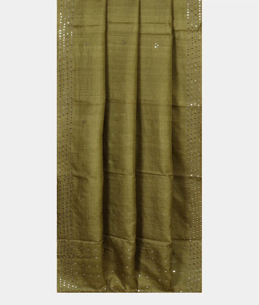 Mehndi Green Tussar Embroidery Saree T3410002