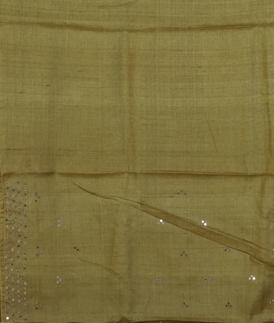 Mehndi Green Tussar Embroidery Saree T3410003