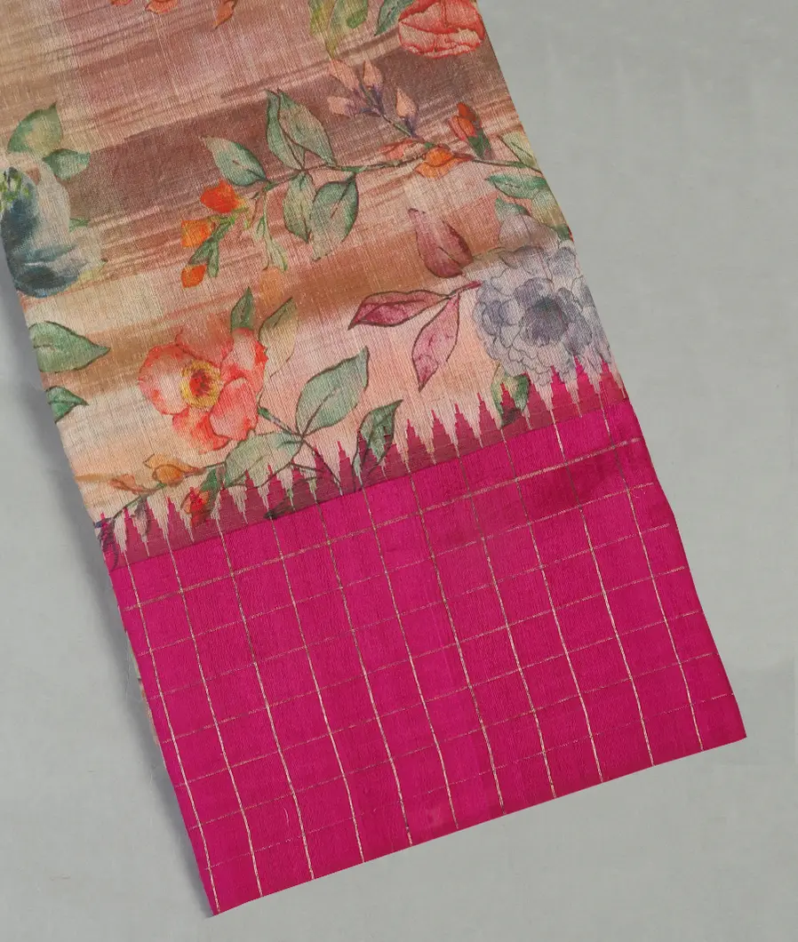 Pinkish Beige Tussar Printed Saree T456531-image