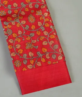 Red Tussar Printed Saree T4503081