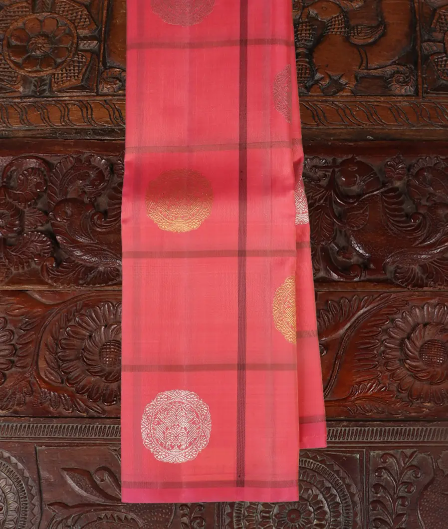 Pinkish Orange Handwoven Kanjivaram Silk Saree T462363-image