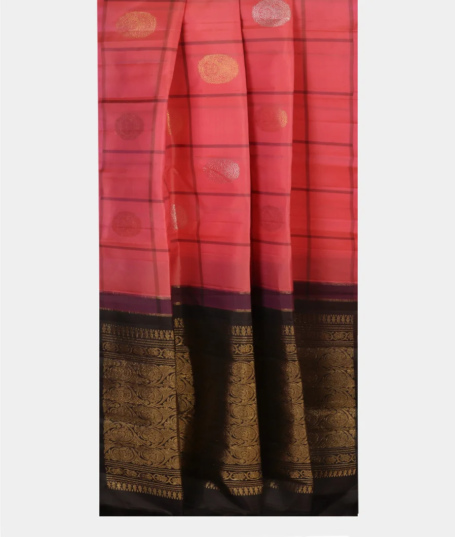 Pinkish Orange Handwoven Kanjivaram Silk Saree T4623632