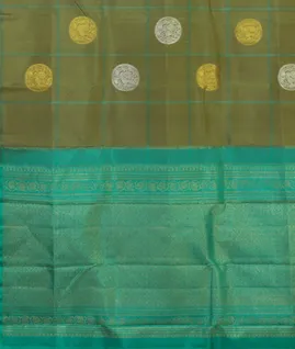 Green Handwoven Kanjivaram Silk Saree T4375034