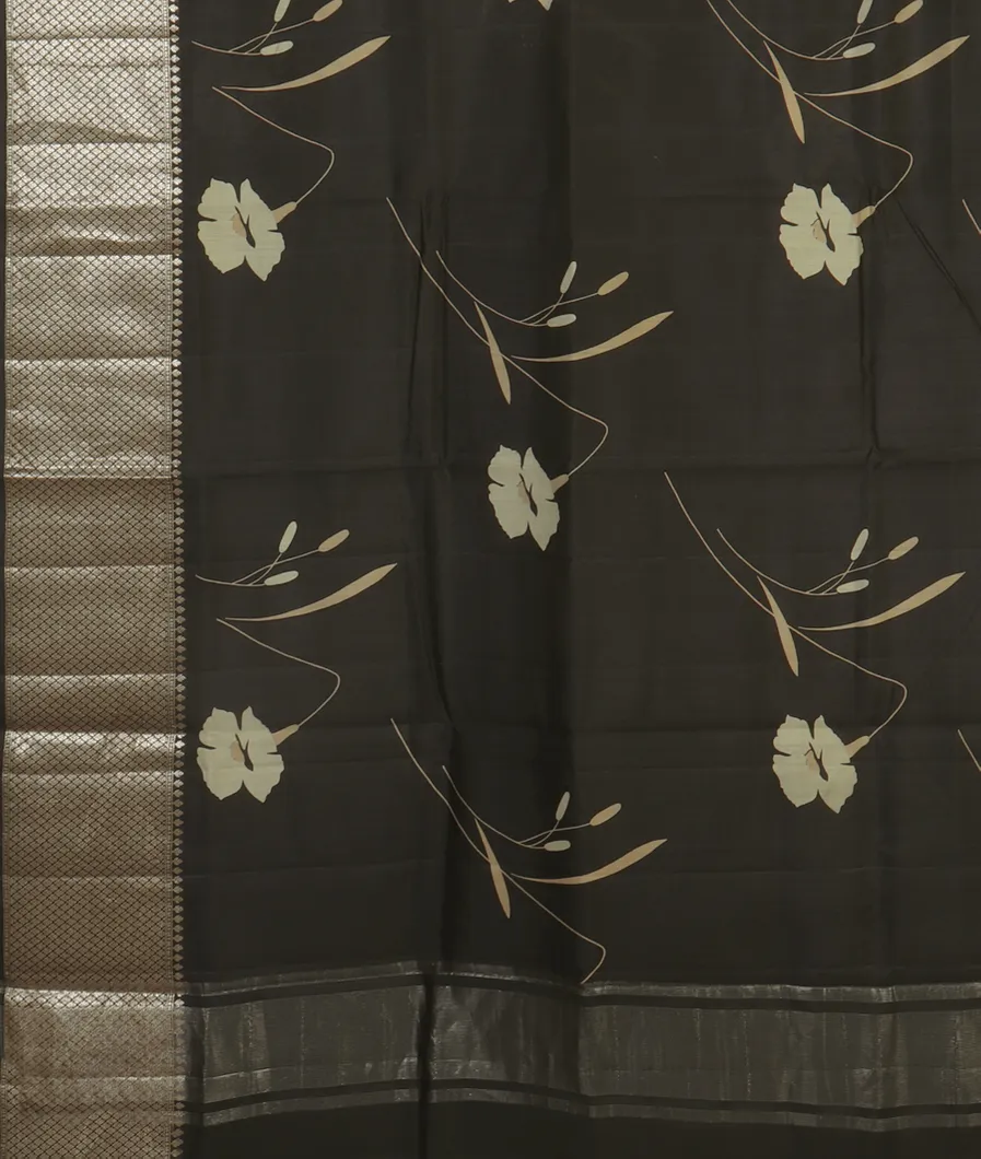 Black Chaniya Silk Saree T4621304