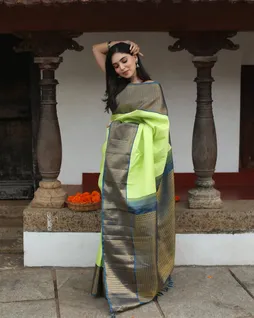 Light Green Handwoven Kanjivaram Silk Saree T3992599