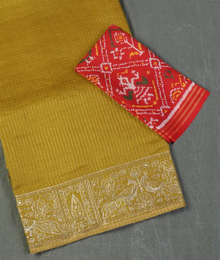 Mehndi Green Woven Raw Silk Embroidery Saree T463110-image