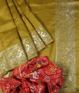 Mehndi Green Woven Raw Silk Embroidery Saree T4631102