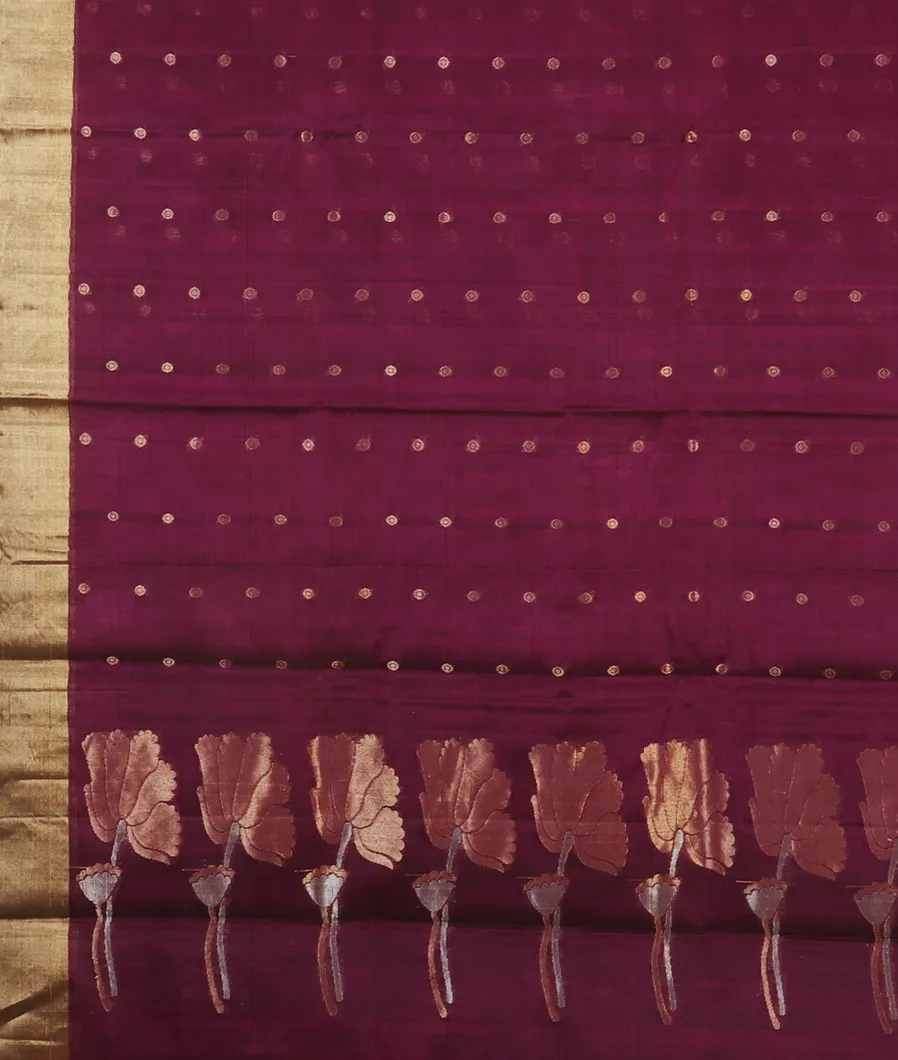 Purple Silk Cotton Saree T4627434
