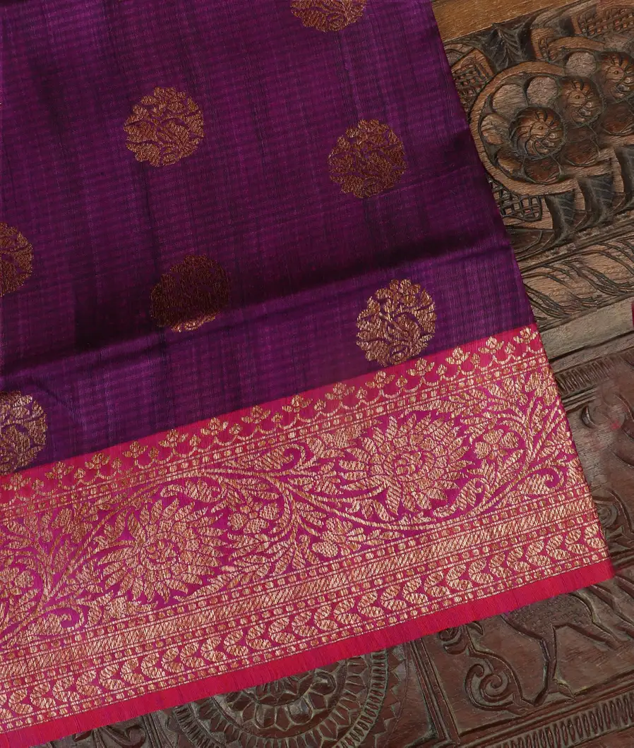 Purple Banaras Tussar Saree T458053-image