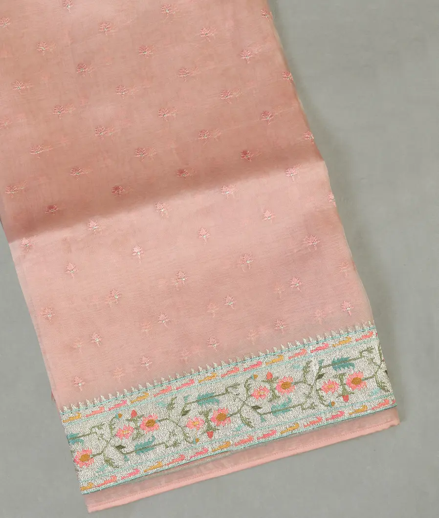 Pink Kora Organza Embroidery Saree T388245-image