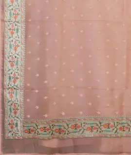 Pink Kora Organza Embroidery Saree T3882454