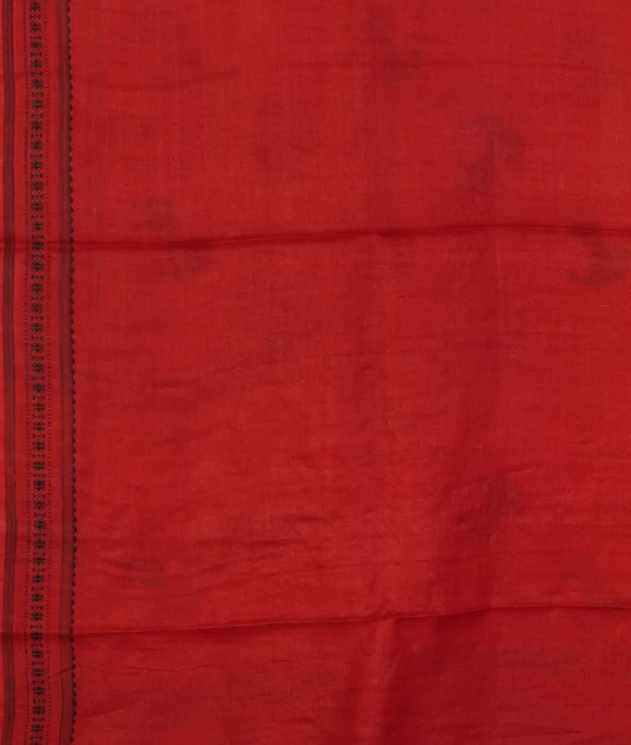 Red Tussar Embroidery saree T4319173
