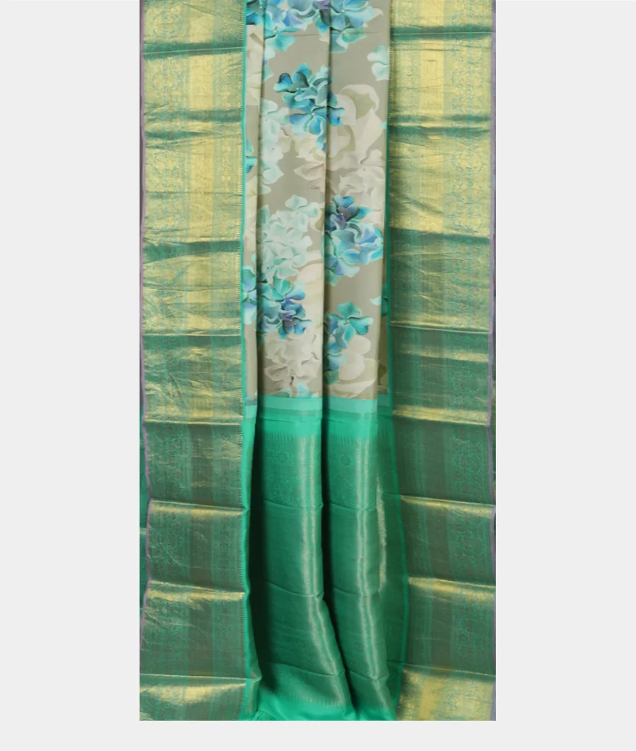 Grey Printed Kanjivaram Silk Saree T4301532