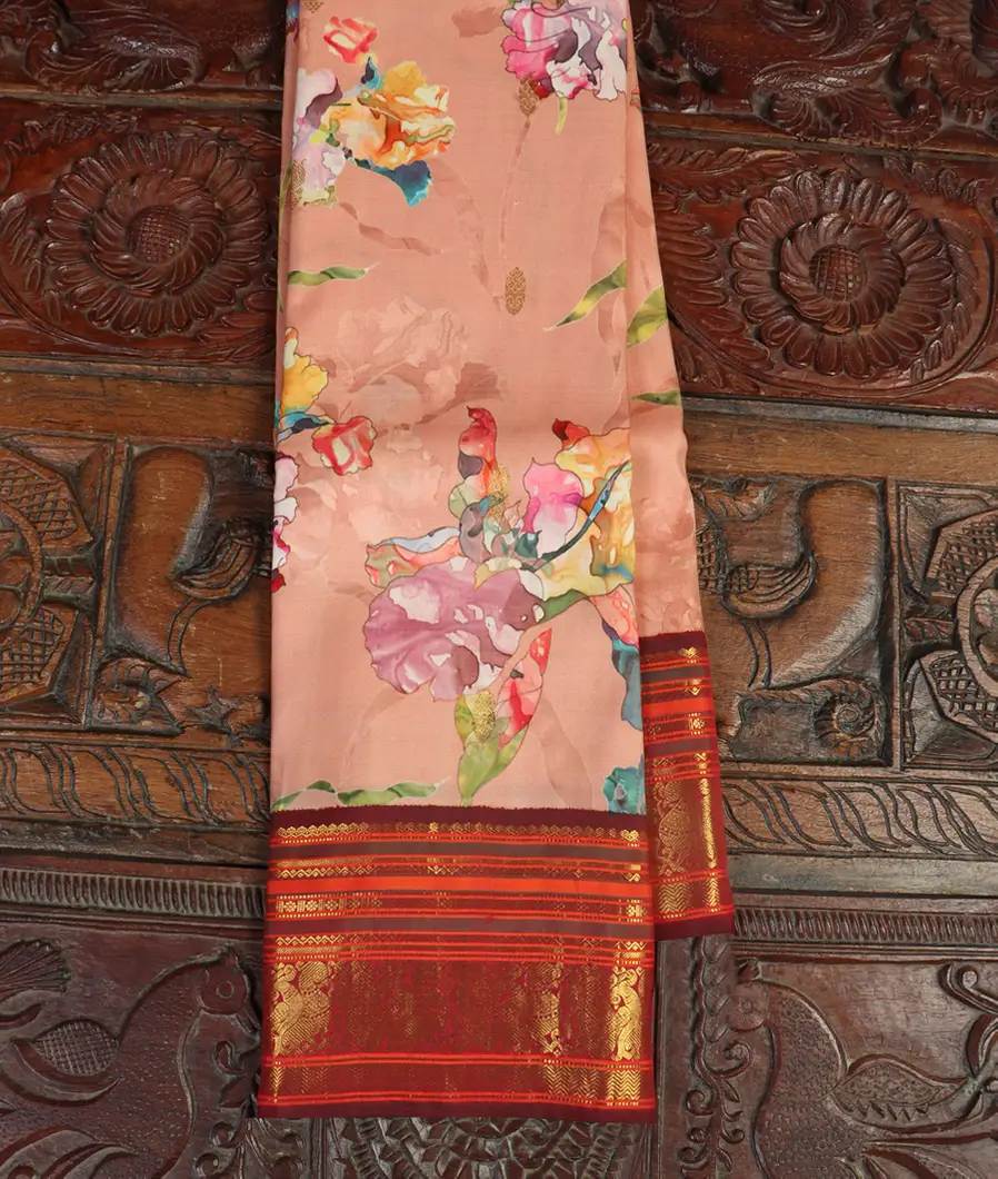 Pink Printed Kanjivaram Silk Saree T404377-image