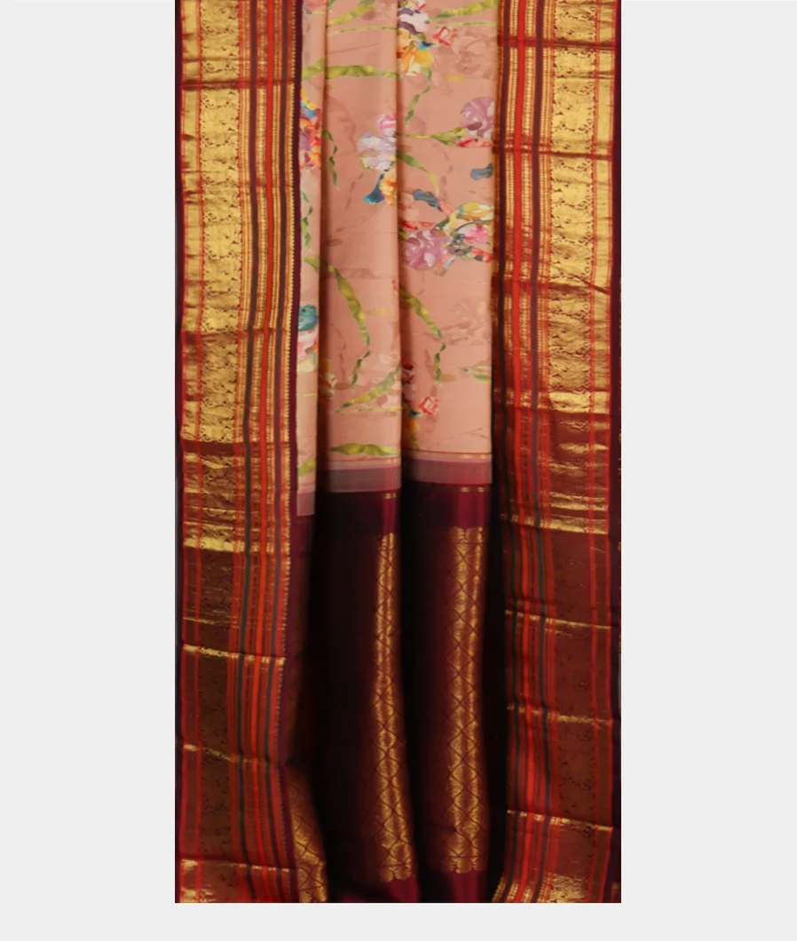 Pink Printed Kanjivaram Silk Saree T4043772