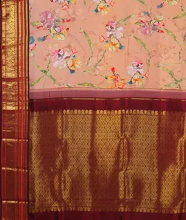 Pink Printed Kanjivaram Silk Saree T4043774