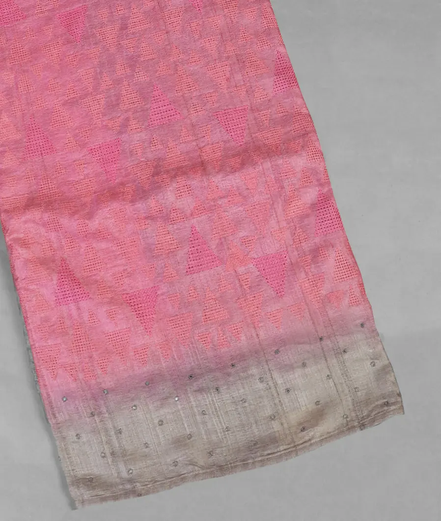 Pink Tussar Embroidery saree T390770-image