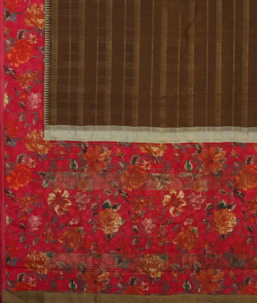 Brown Printed Kanjivaram Silk Saree T4384294