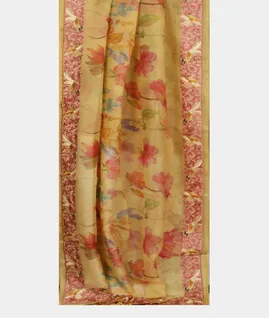 Yellow Kora Organza Embroidery Saree T4224092