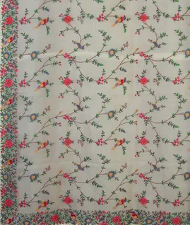 White Kora Organza Embroidery Saree T4630474