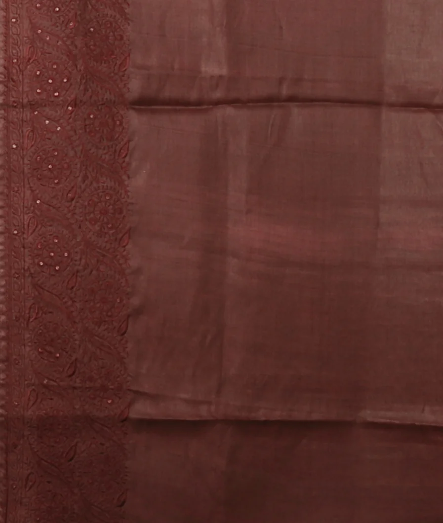 Brown Tussar Printed Saree T4162913