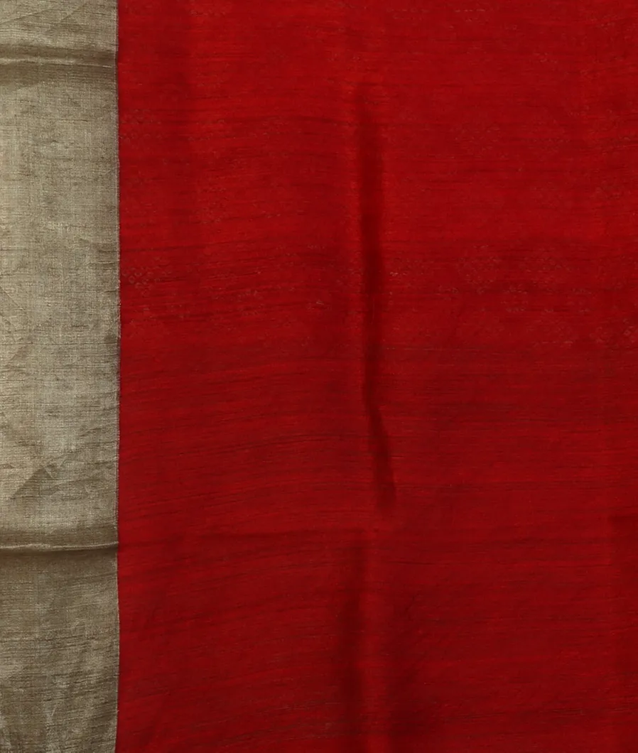 Red Tussar Printed Saree T4518233