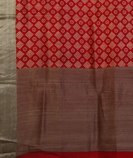Red Tussar Printed Saree T4518234