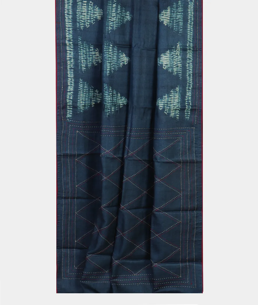 Blue Tussar Printed Saree T4617752