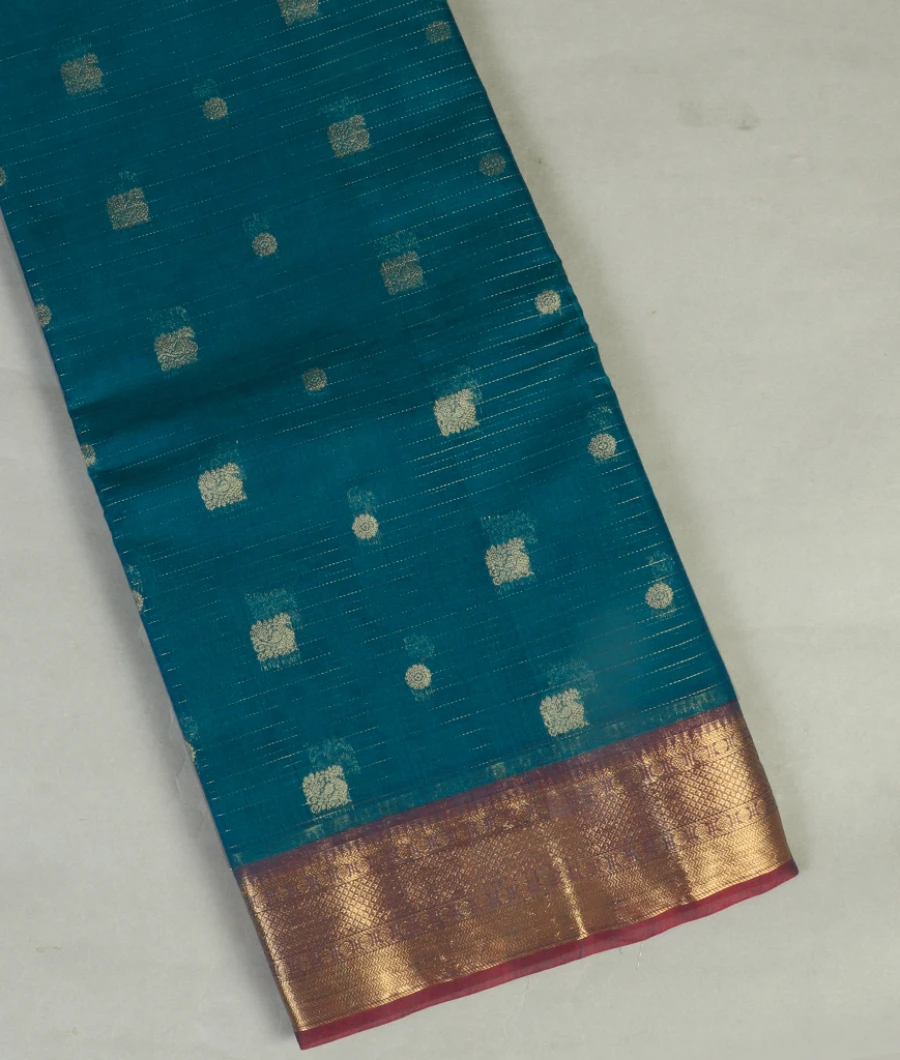 Blue Silk Cotton Saree T462769-image