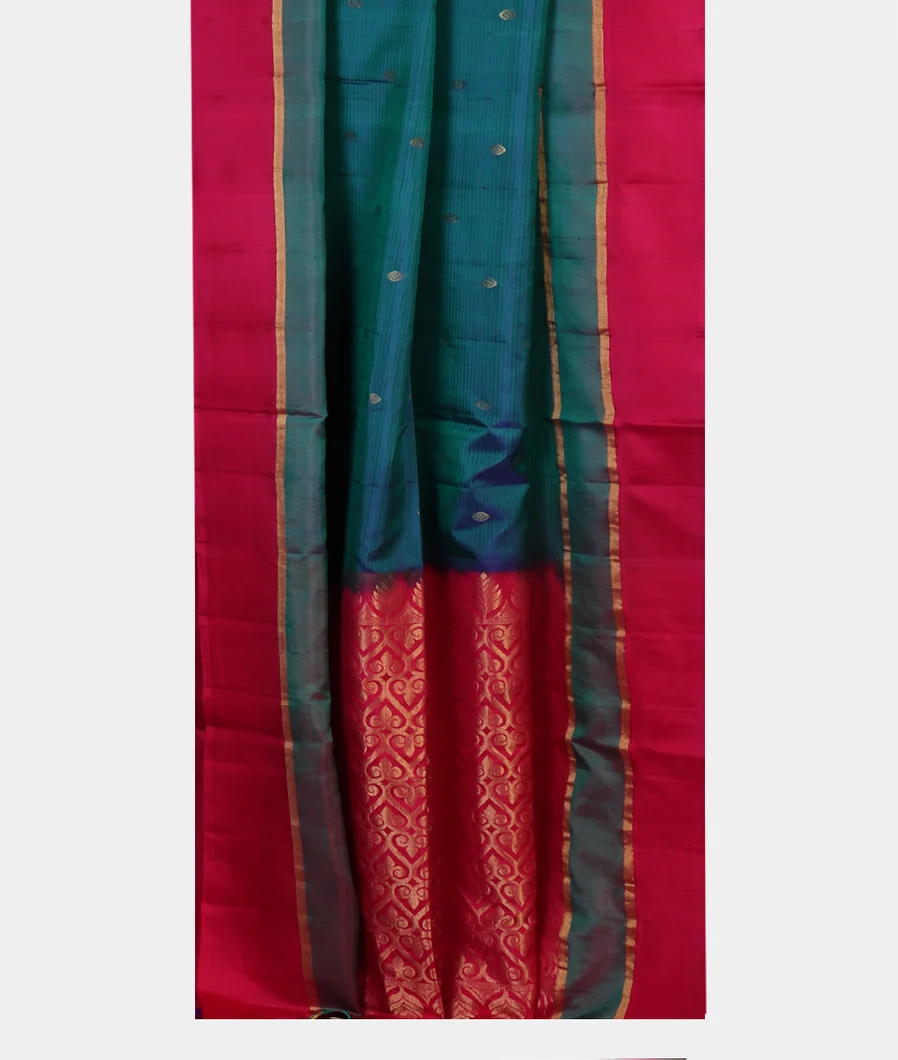 Peacock Blue Soft Silk Saree T4063352