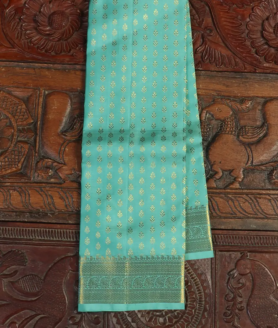 Turquoise blue Handwoven Kanjivaram Silk Dupatta T440434-image