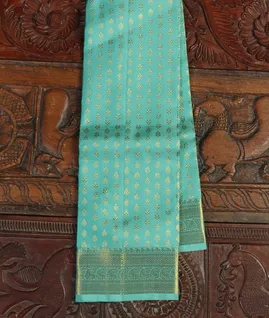 Turquoise blue Handwoven Kanjivaram Silk Dupatta T4404341