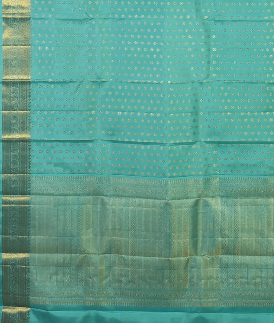 Turquoise blue Handwoven Kanjivaram Silk Dupatta T4404343