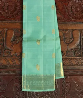 Green Handwoven Kanjivaram Silk Dupatta T4592971