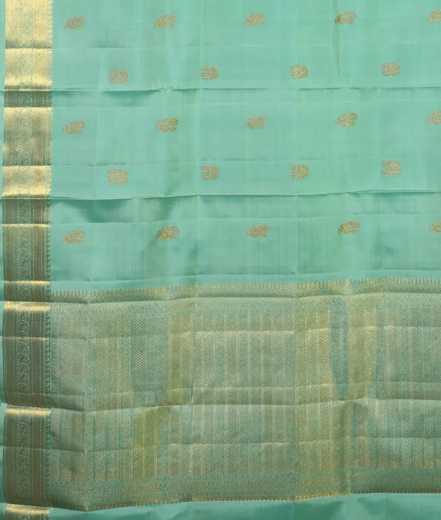 Green Handwoven Kanjivaram Silk Dupatta T4592973