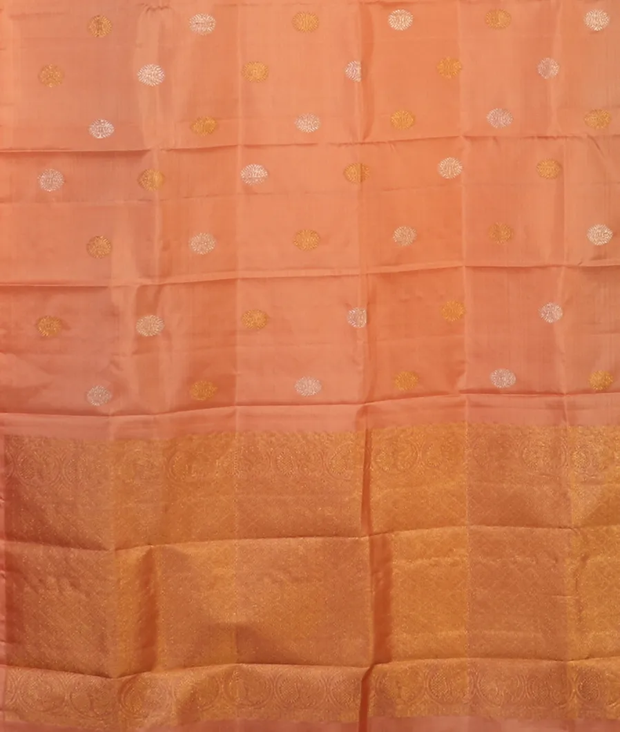 Peach Handwoven Kanjivaram Silk Dupatta T4592563