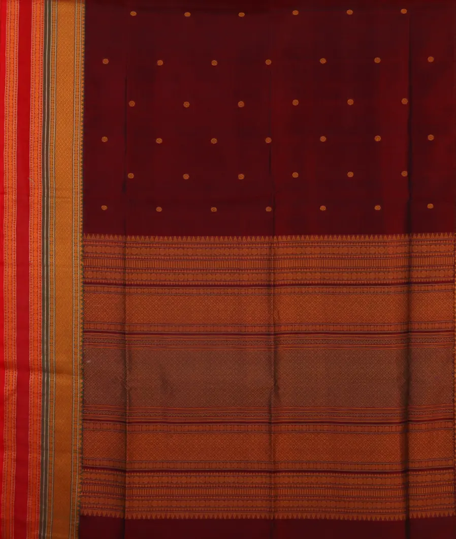 Maroon Silk Cotton Saree T4603504