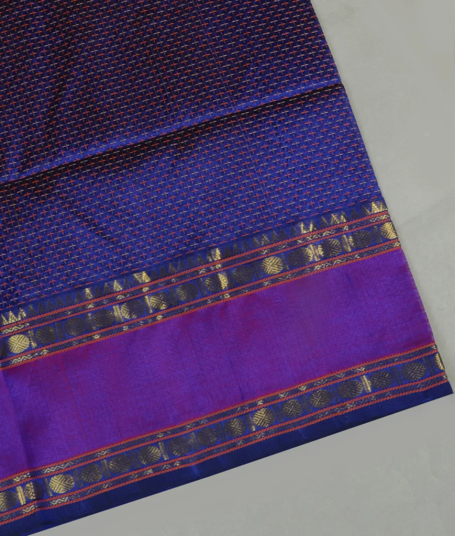 Blue Silk Cotton Saree T434111-image