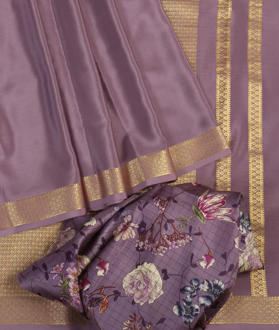 Lavender Mysore Crepe Silk Saree T4620092