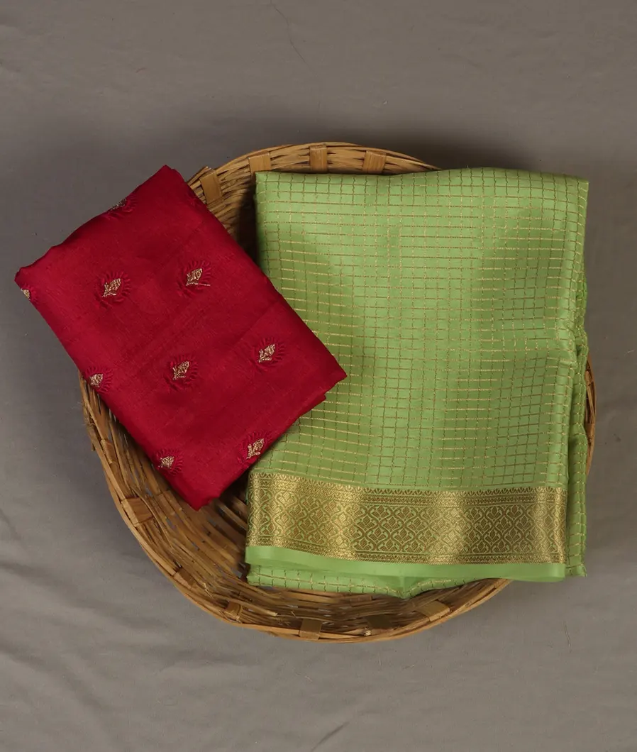 Green Mysore Crepe Silk Saree T462015-image