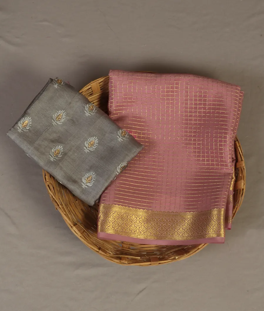 Pink Mysore Crepe Silk Saree T462018-image