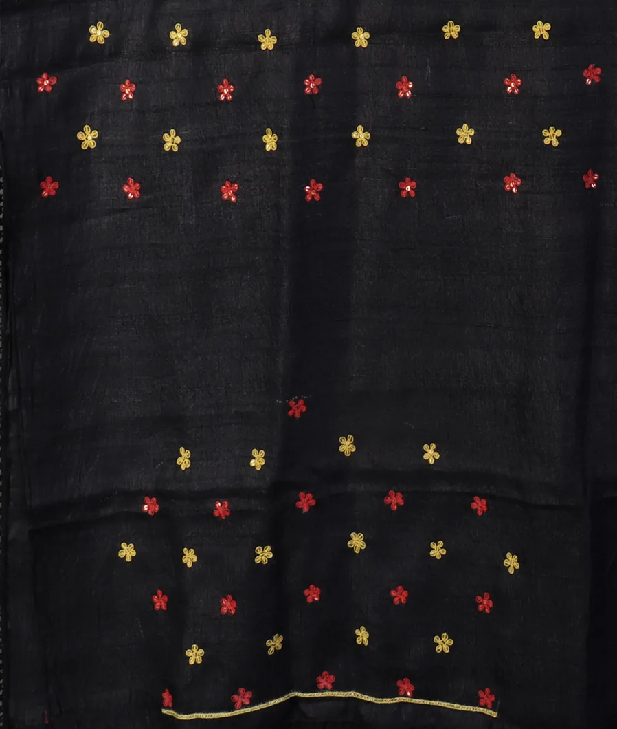 Black Tussar Printed Saree T4614183