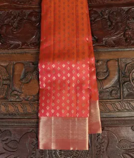 Pinkish Orange Handwoven Kanjivaram Silk Saree T4566211